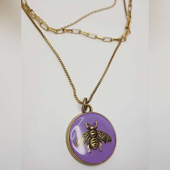 Gucci Lavender and Gold Bee Pendant Necklace - Picture 1 of 4